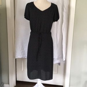 Agnes B dark navy dress Size 40 (6-8 US) with side zip and fabric belt